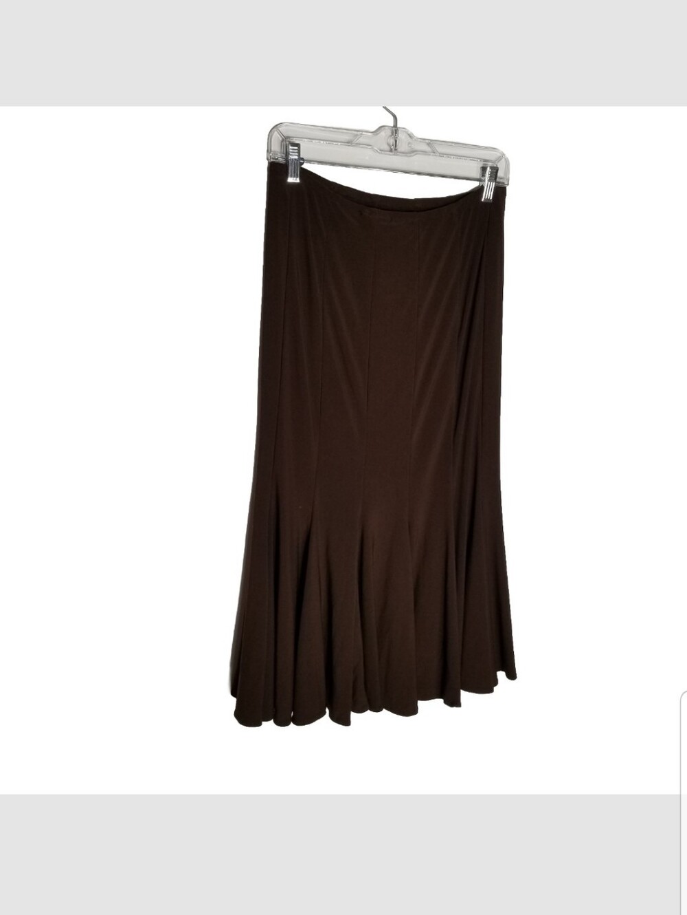 Joseph Ribkoff Midi Skirt Women's 8 Brown Trumpet Stretch Knit Pull On Swing